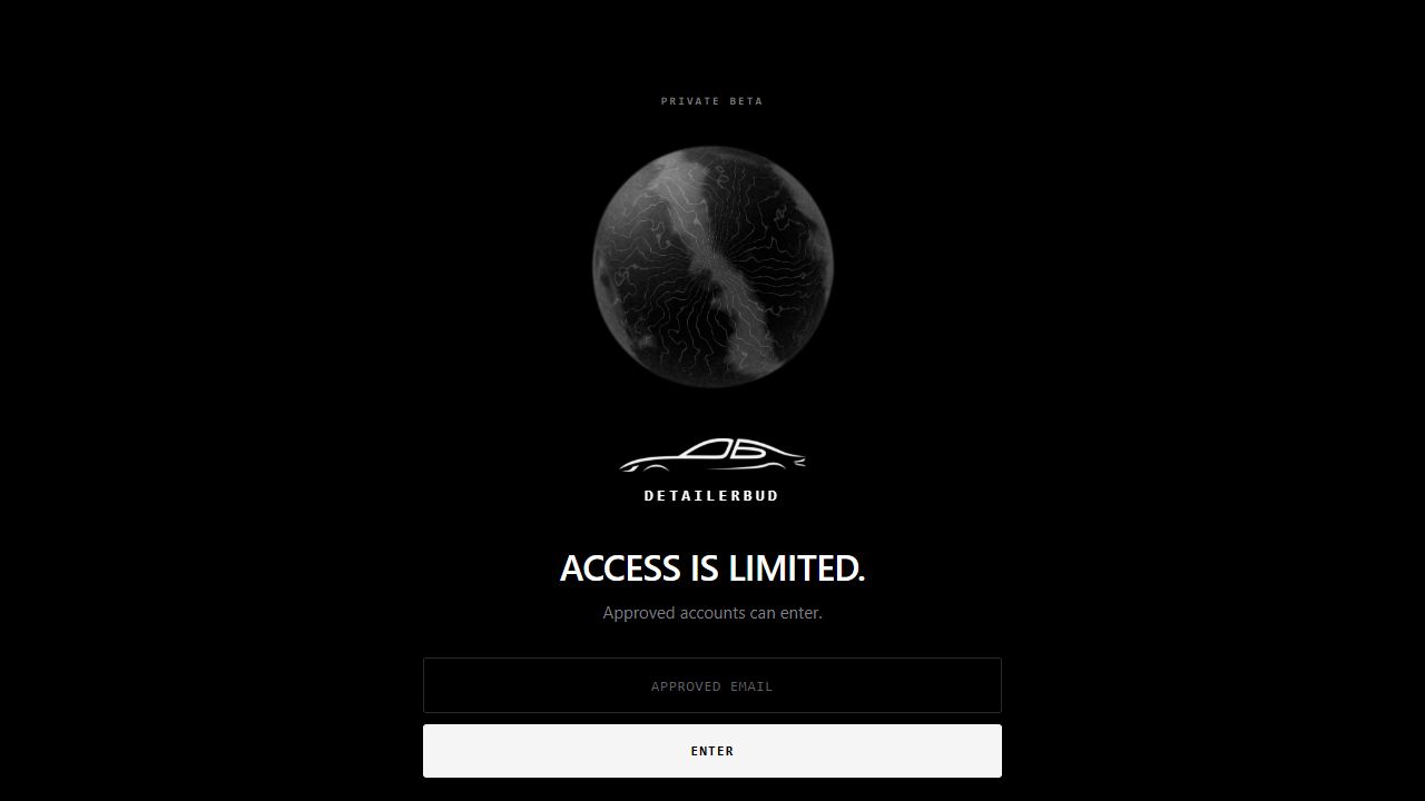DetailerBud private-beta access page